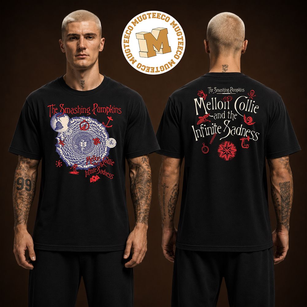 The Smashing Pumpkins Mellon Collie And The Infinite Sadness Vintage Graphic Two Sided Unisex Black T Shirt The Smashing Pumpkins Mellon Collie And The Infinite Sadness Vintage Graphic Two Sided Unisex Black T Shirt