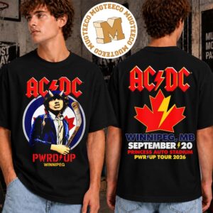 ACDC PWRD Up Tour  Winnipeg MB 2026 Merch Tee At Princess Auto Stadium On September 20 2026 Two Sided Unisex T-Shirt