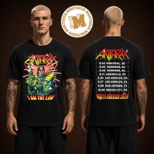 Anthrax North America Tour 2026 I Am The Law Cyber Judge Two Sided Unisex Black Shirt
