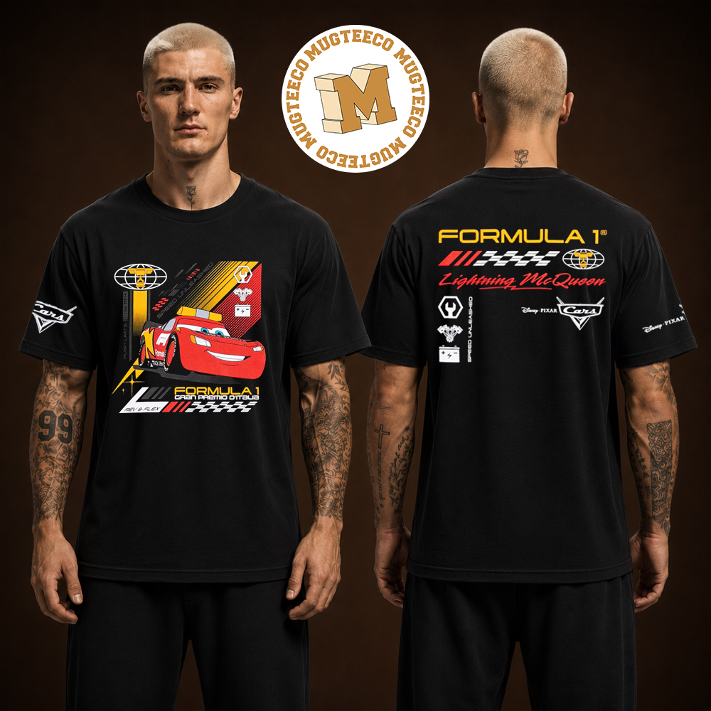 Disney Pixar's Cars X Formula 1 Lightning McQueen Shirt Two Sided Unisex T Shirt Disney Pixar's Cars X Formula 1 Lightning McQueen Shirt Two Sided Unisex T Shirt