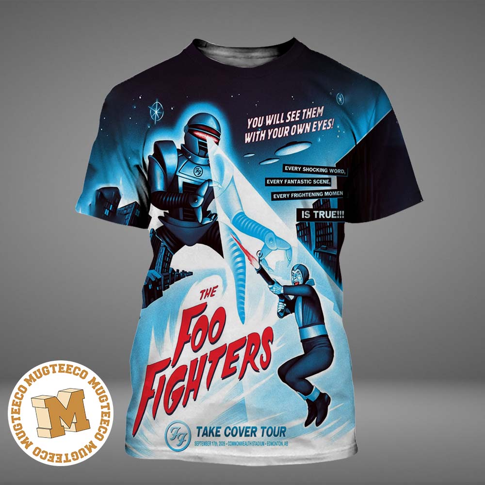 Foo Fighter Edmonton AB Take Cover Tour 2026 Event Poster At Commonwealth Stadium On September 17 2026 All Over Print Shirt Foo Fighter Edmonton AB Take Cover Tour 2026 Event Poster At Commonwealth Stadium On September 17 2026 All Over Print Shirt