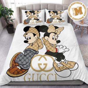 Gucci X Mickey And Minnie Big Logo Style Bedding Set