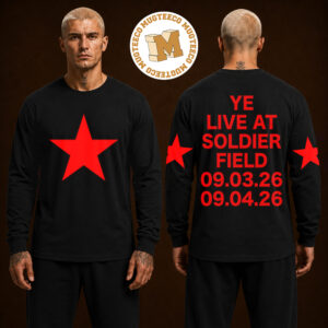 Kanye West Ye Live Bully 2026 Merch Image Of  Star On The Sleeve Two Sided Unisex Long Sleeve Black Shirt