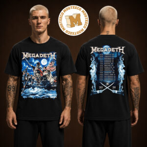 Megadeth North American Tour 2026 Skeleton Pirate Two Sided Unisex T Shirt