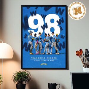 Milwaukee Brewers 98 Franchise Record Single Season Wins Baseball Home Decor Poster Canvas