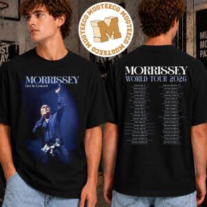 Morrissey Live In Concert World Tour 2026 Merch Tee Vintage Graphic Two Sided Unisex Black T-Shirt