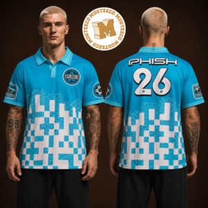 Phish 2026 Football Club PHISH 26 Pixel Art Unisex Turquoise Soccer Jersey Polo Shirt