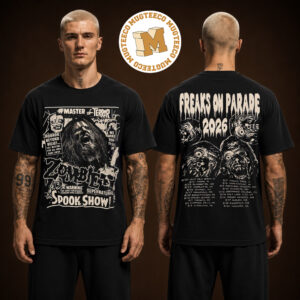 Rob Zombie Freaks On Parade Tour 2026 Spook Show Merch Two Sided Unisex T Shirt