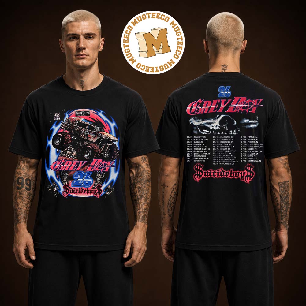 Suicideboys North American Tour Greyday 2026 Tour Merch Monster Truck Two Sided Unisex T-Shirt Suicideboys North American Tour Greyday 2026 Tour Merch Monster Truck Two Sided Unisex T-Shirt