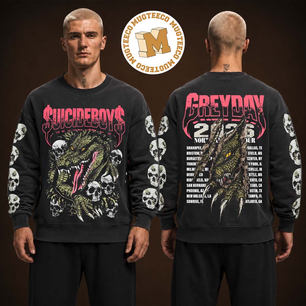 Suicideboys North American Tour Greyday 2026 Tour Merch Crocodile Two Sided Long Sleeve Suicideboys North American Tour Greyday 2026 Tour Merch Crocodile Two Sided Long Sleeve