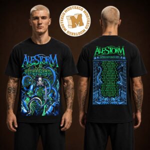 Alestorm Merch Tee 2026 Octopus Summer Tour Two Sided Unisex Black T-Shirt