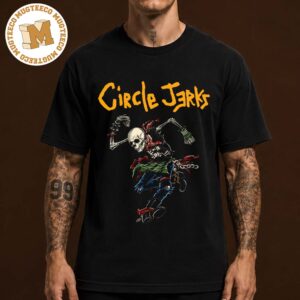 Circle Jerks Merch Tee Skeleton Skankman Color Unisex Black T-Shirt