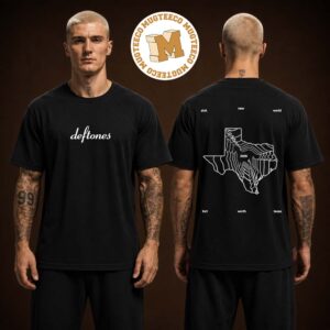 Deftones Sick New World Fort Worth TX 2026 Merch Tee Back Sided Map Texas Two Sided Unisex Black T-Shirt