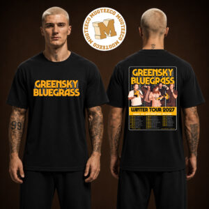 Greeen Sky Blue Grass Winter Tour 2027 Merch Tee Back Sided Tour Date And Graphic Band Two Sided Unisex Black T-Shirt