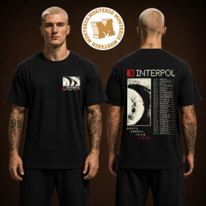 Interpol 2026 North American Tour Exclusive Tee Back Sided Graphic All Tour Date Two Sided Unisex Black T-Shirt