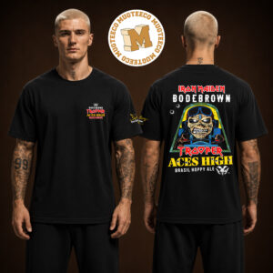 Iron Maiden Bodebrown Trooper Aces High Brasil Hoppy Ale Two Sided Unisex Black T-Shirt