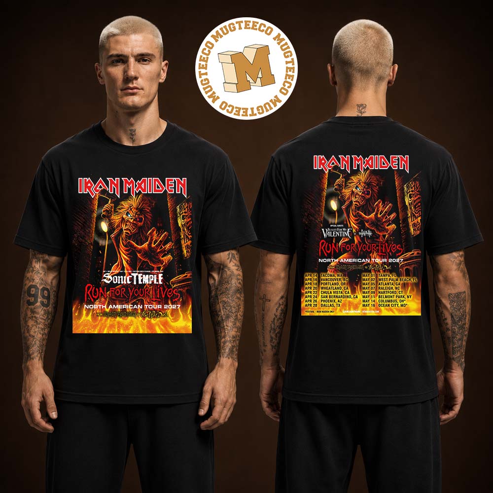Iron Maiden Run For Your Lives North American Tour 2027 Merch Two Sided Unisex T-Shirt Iron Maiden Run For Your Lives North American Tour 2027 Merch Two Sided Unisex T-Shirt