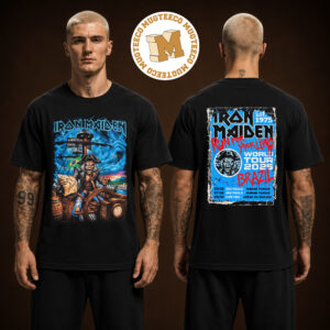 Iron Maiden Run For Your Lives World Tour Brazil 2026 Merch Tee At Nubank Parque And Arena Da Baixada On October 25 27 And 28 Two Sided Uniesx Black T-Shirt