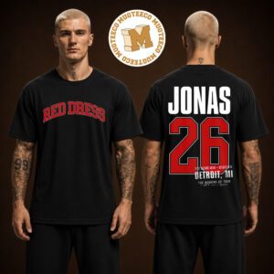Jonas Brothers Burning Up All Over Again Detroit MI Two Sided Unisex Black T-Shirt
