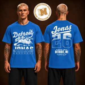 Jonas Brothers Burning Up All Over Again Detroit MI Two Sided Unisex Blue T-Shirt