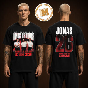 Jonas Brothers Burning Up All Over Again Rosemont, IL On October 22 2026 Two Sided Unisex Black T-Shirt