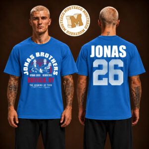 Jonas Brothers Merch Tee Burning Up All Over Again Buffalo NY City Two Sided Unisex T-Shirt