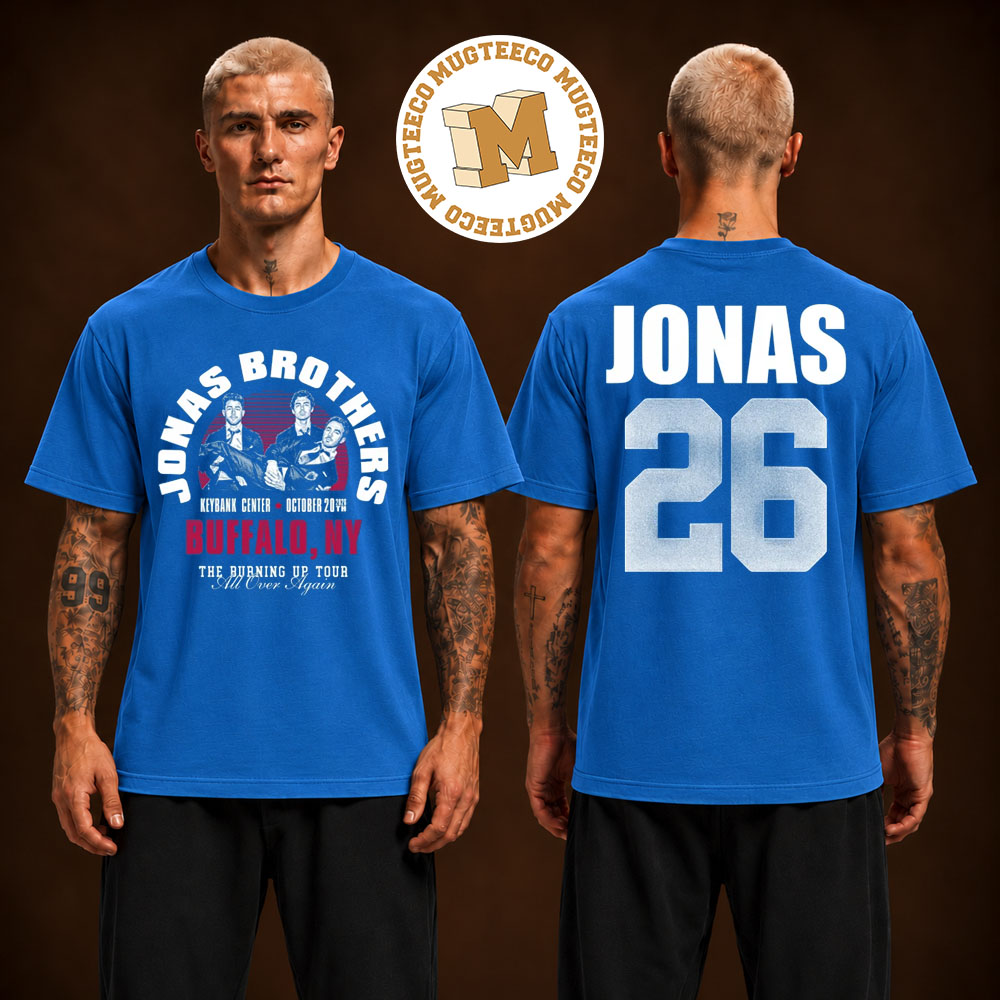 Jonas Brothers Merch Tee Burning Up All Over Again Buffalo NY City Two Sided Unisex T-Shirt Jonas Brothers Merch Tee Burning Up All Over Again Buffalo NY City Two Sided Unisex T-Shirt