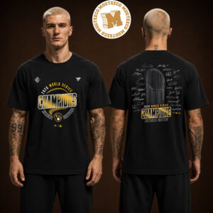 MLB Milwaukee Brewers Fanatics Black 2026 World Series Champions Signature Roster Two Sided Unisex Black T-Shirt