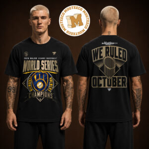 MLB Milwaukee Brewers Fanatics Black 2026 World Series Champions Two Sided Unisex Black T-Shirt