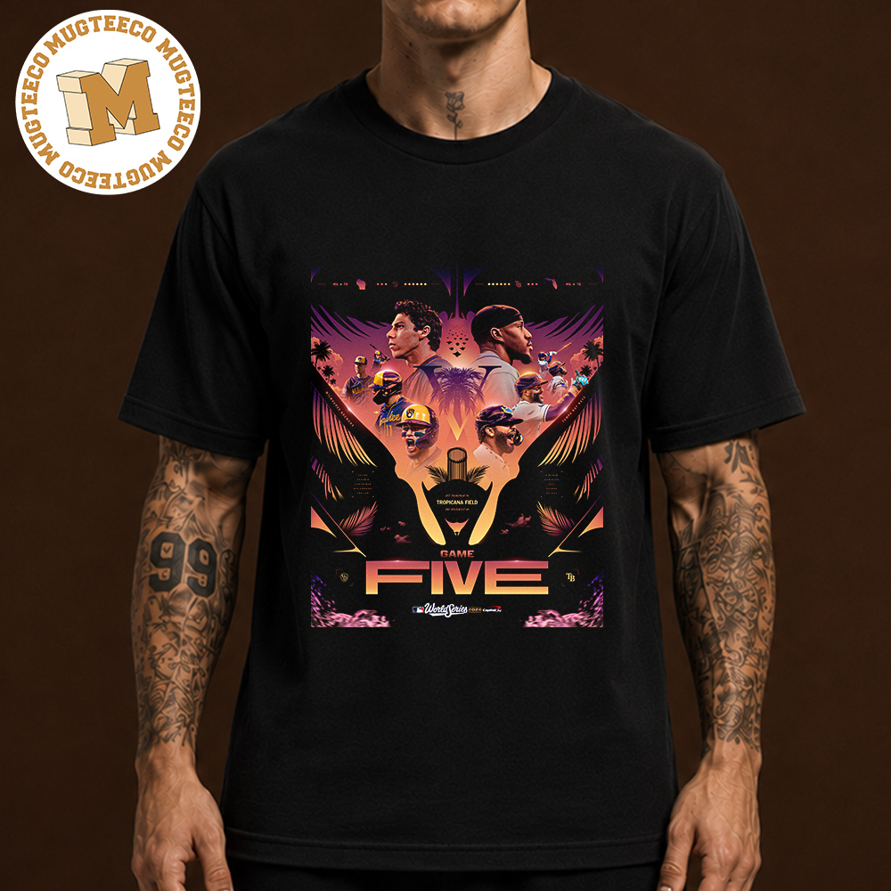 MLB World Series 2026 Milwaukee Brewers VS Tampa Bay Rays Game Five Poster At Tropicana Field Unisex Black T-Shirt MLB World Series 2026 Milwaukee Brewers VS Tampa Bay Rays Game Five Poster At Tropicana Field Unisex Black T-Shirt