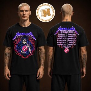 Metallica Life Burns Faster Tour 2026 2027 Las Vegas At Sphere Vintage Skull Wizard Two Sided Unisex Black T-Shirt