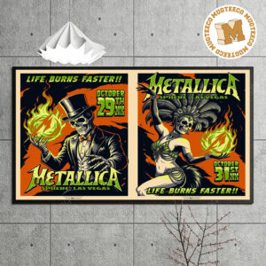 Metallica Life Burns Faster Tour Las Vegas 2026 Event Poster At Sphere On October 29 And 31 2026 Home Decor Poster Canvas