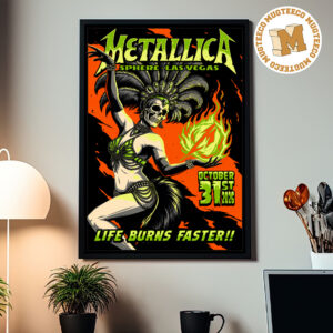 Metallica Life Burns Faster Tour Las Vegas 2026 Event Poster At Sphere On October 31 2026 Home Decor Poster Canvas