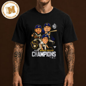 Milwaukee Brewers Fanatics Black 2026 World Series Champions Caricature Unisex Black T-Shirt