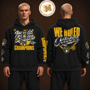 Milwaukee Brewers Fanatics Black 2026 World Series Champions We Roled October 2026 Two Sided Unisex Hoodie Shirt