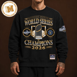 Milwaukee Brewers Mitchell & Ness Black 2026 World Series Champions Crew Unisex Long Sleeve Shirt