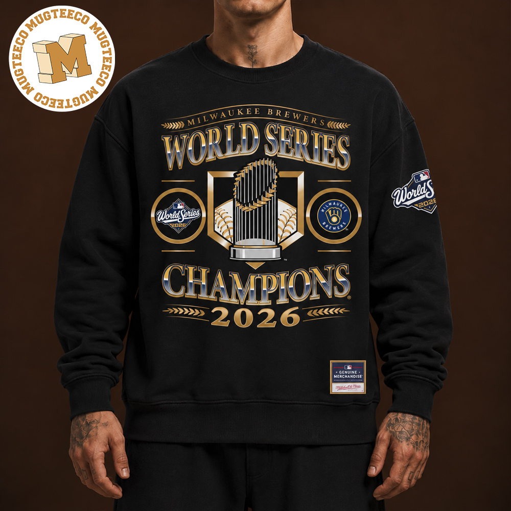 Milwaukee Brewers Mitchell & Ness Black 2026 World Series Champions Crew Unisex Long Sleeve Shirt Milwaukee Brewers Mitchell & Ness Black 2026 World Series Champions Crew Unisex Long Sleeve Shirt