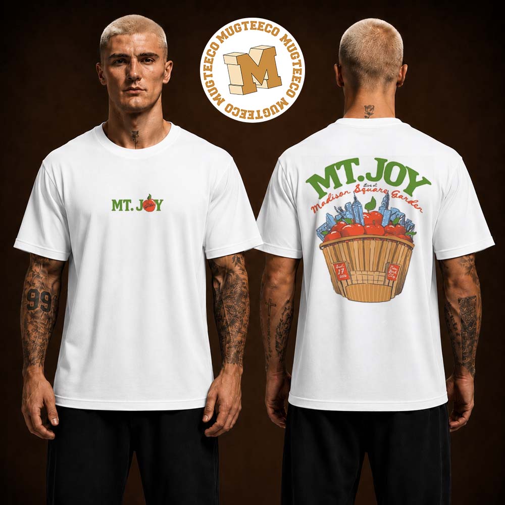 Mt Joy 2026 Merch Apples Live At Madison Square Garden Two Sided White Unisex T-Shirt Mt Joy 2026 Merch Apples Live At Madison Square Garden Two Sided White Unisex T-Shirt