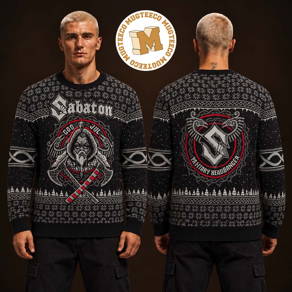 Sabaton Merch Tee God Jul Ya Filthy Head Banger X Mas Two Sided Ugly Sweater Shirt Sabaton Merch Tee God Jul Ya Filthy Head Banger X Mas Two Sided Ugly Sweater Shirt
