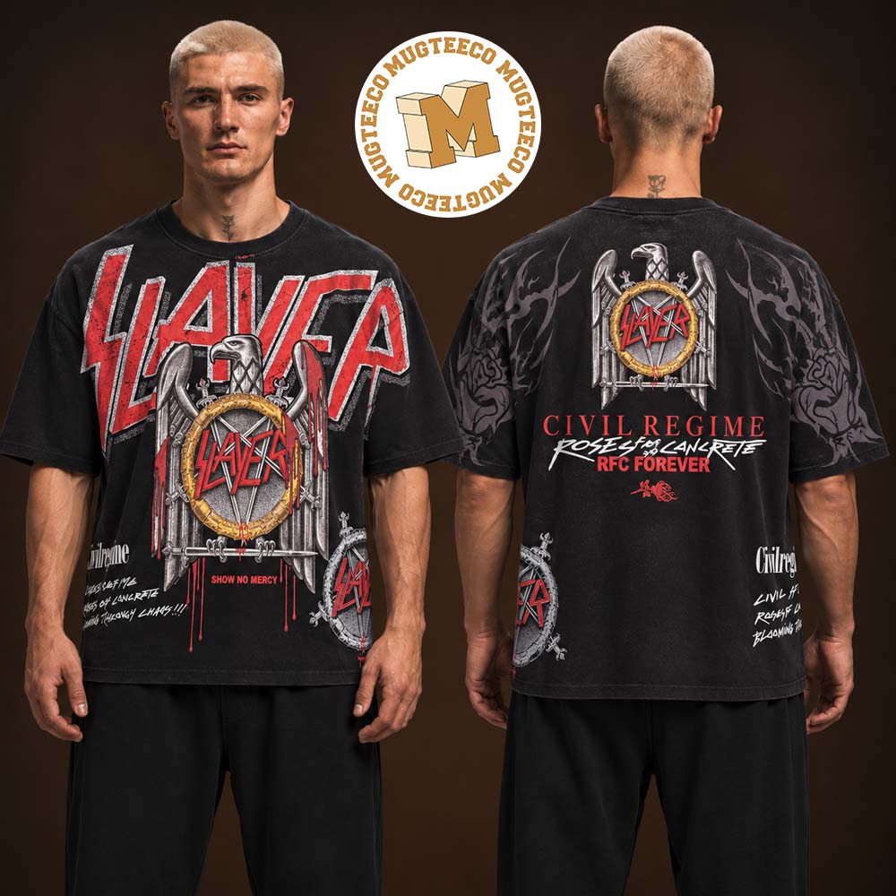 Slayer x Civil Regime Merch Roses From Cancrete RFC Forever Two Sided Unisex Black T-Shirt Slayer x Civil Regime Merch Roses From Cancrete RFC Forever Two Sided Unisex Black T-Shirt