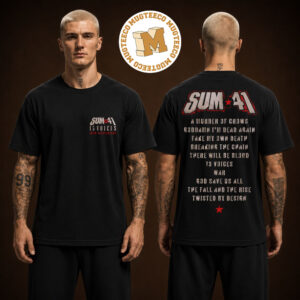 Sum 41 Merch Tee 13 Voice Anniversary Track List Two Sided Unisex Black T-Shirt