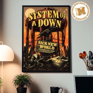 System of a Down Sick New World Fort Worth TX 2026 Event Poster At Texas Motor Speedway On October 24 2026 Home Decor Poster Canvas