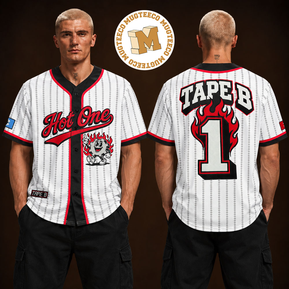 Tape B Hot One Merch Unisex Two Sided Baseball Jersey Tape B Hot One Merch Unisex Two Sided Baseball Jersey
