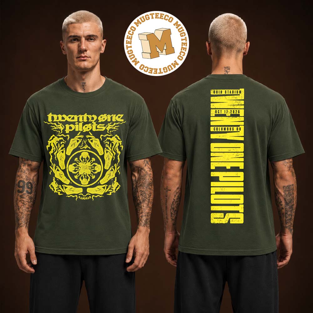 Twenty One Pilots Columbus OH 2026 Exclusive Tee At Ohio Stadium On October 17 2026 Two Sided Unisex Olive Green T-Shirt Twenty One Pilots Columbus OH 2026 Exclusive Tee At Ohio Stadium On October 17 2026 Two Sided Unisex Olive Green T-Shirt